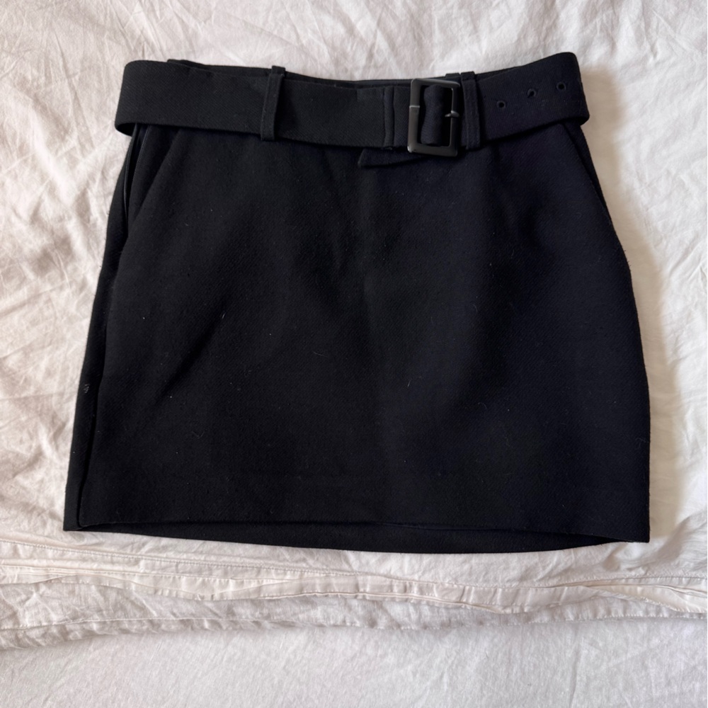 Babaton Black Pencil Skirt with Belt, 4